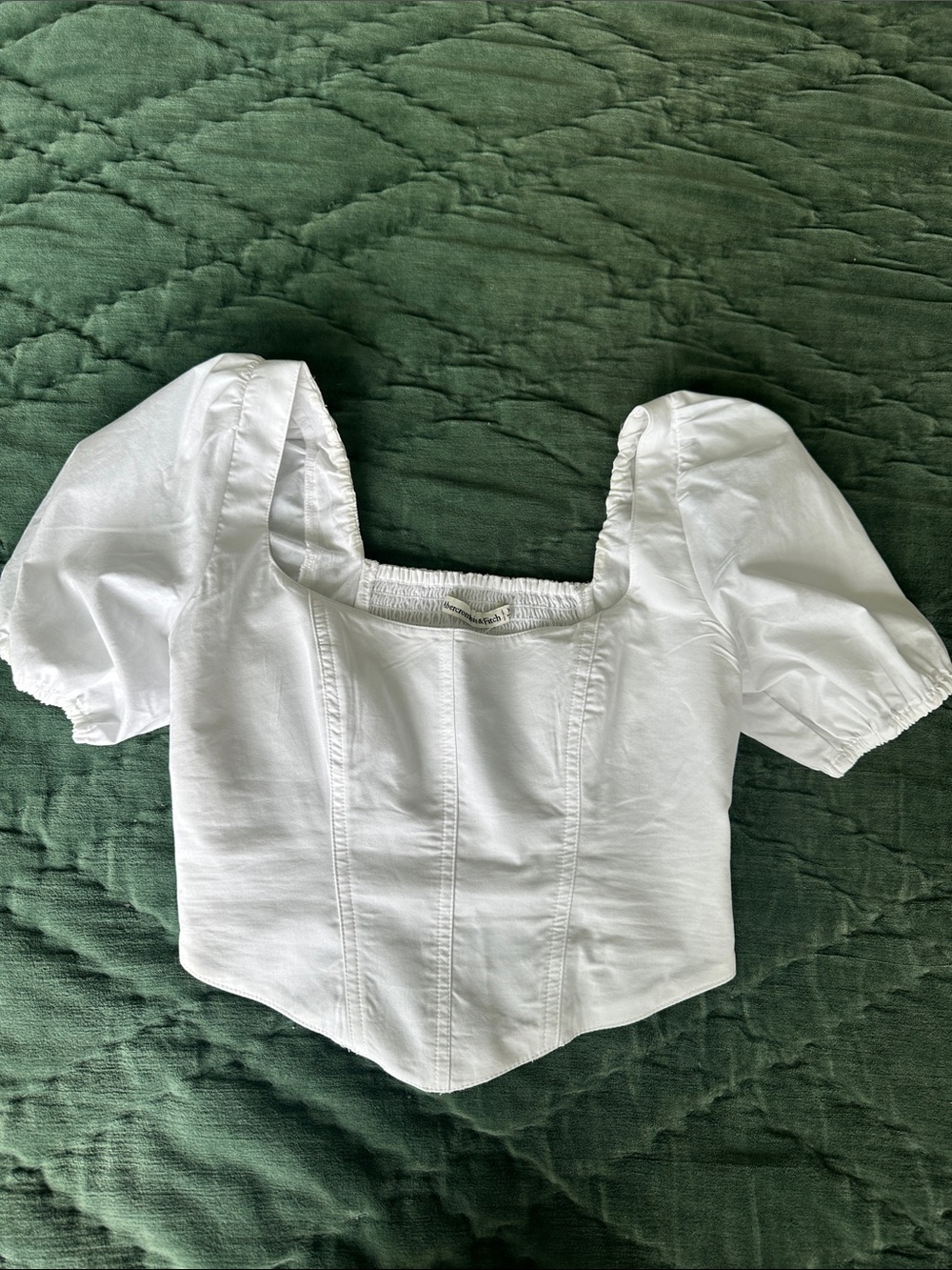 NWT Abercrombie & Fitch White Puff Sleeve Square-Neck Crop Top XS